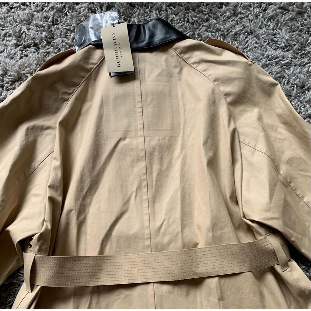 NEW NWT BURBERRY LONDON tan LEATHER COLLAR Trench Coat Jacket sz US 10 - Picture 8 of 15